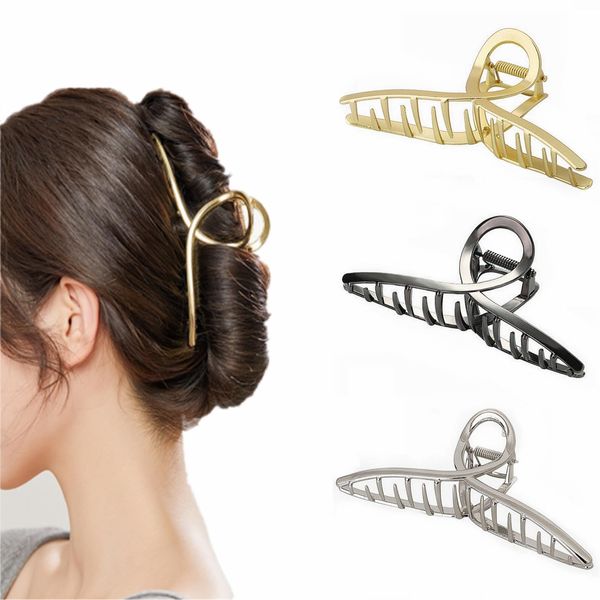 MirthCity 3 Pcs Big Metal Hair Claw Clips for Thick Hair Elegant Banana Hair Clips for Women Non-Slip Barrette Hair Clips Hair Accessories for Women Girls