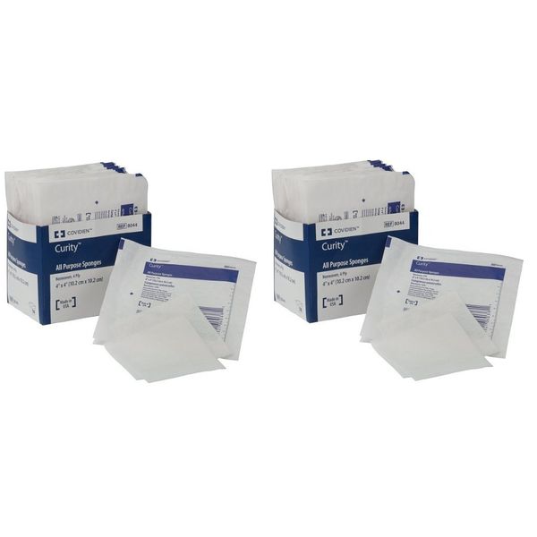 Covidien Curity Non-Woven All-Purpose Sponge, Sterile, 4" x 4", Sleeve of 50 Sponges (25 Packs with 2 Per Pack)