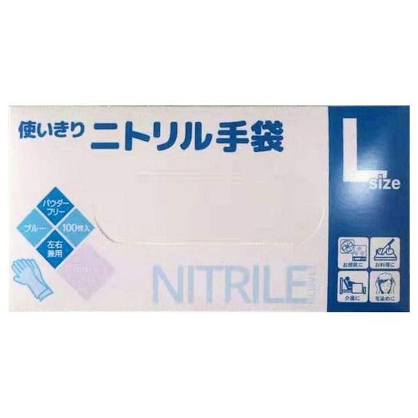 Disposable Nitrile Gloves, Large (Pack of 100)