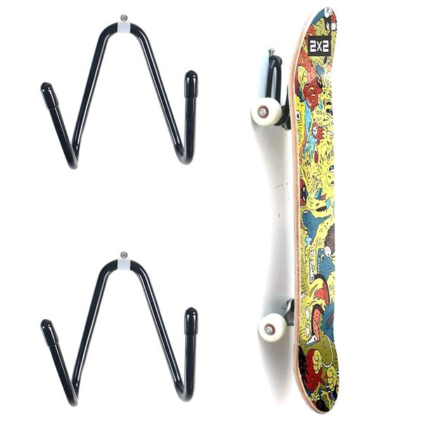 LATTCURE 2 Stück Skateboard Halterung Wand, Wandhalterung Haken Aufhänger Halter mit Schrauben zum Aufhängen für Skateboard Longboard Pennyboard Klassische Gitarren Ständer Wandhalter Gitarrenständer