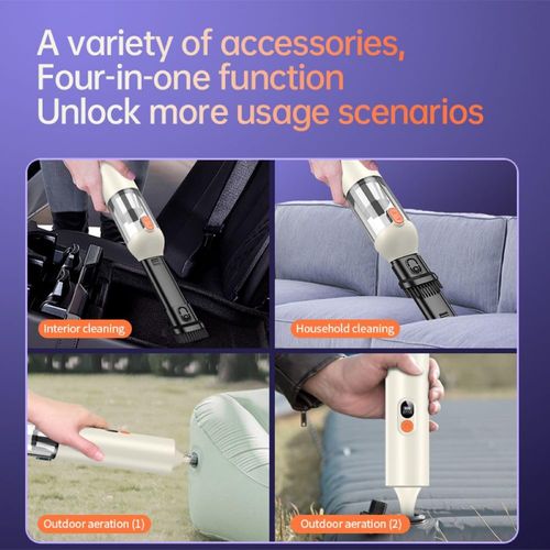Blusonno Handheld Car Vacuum Cleaner, 14000Pa Vacuum Cleaner and Air Duster, High Power Hand Held Vacuum with HD Digital Display and Multi-Nozzles for Car, Home, Office, Pet (Beige)
