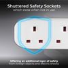 Masterplug Two Socket Double Extension Lead, Unswitched, 5 Metre Cable, 2-Way Plug Extension Cable, Power Strip, Basic Power, White, 13A, 2G, 5m, BTG5N