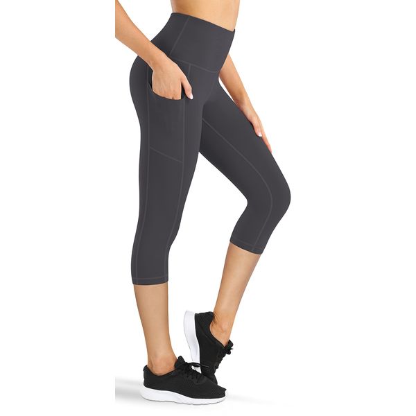 Fengbay High Waist Yoga Pants with Pockets, Capri Leggings for Women Tummy Control Running 4 Way Stretch Workout Leggings