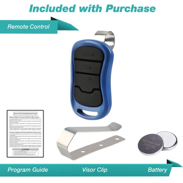 For Genie GITR-3BX Three Button G3T-A Garage Door Opener Visor Remote Blue