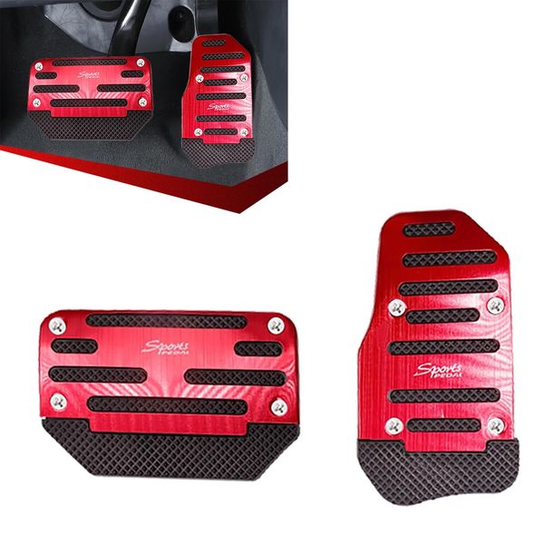 Tesnaao 2 PCS Car Non-Slip Pedal Pads Set, Accelerator Pedal Covers, Car Brake Pedal Protectors, Automatic Automobile Accessories, Universal for Most Cars, Trucks and Vans (Red)