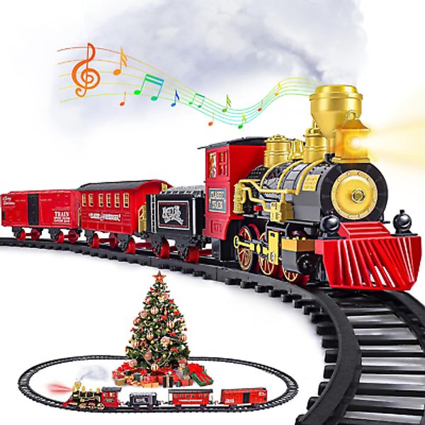 Train Sets for under the Tree W/Steam Locomotive, Tracks, Lights & Sound