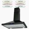 30in Wall Mount Range Hood 3-Speed Touch Control 350CFM Kitchen Black LED Light