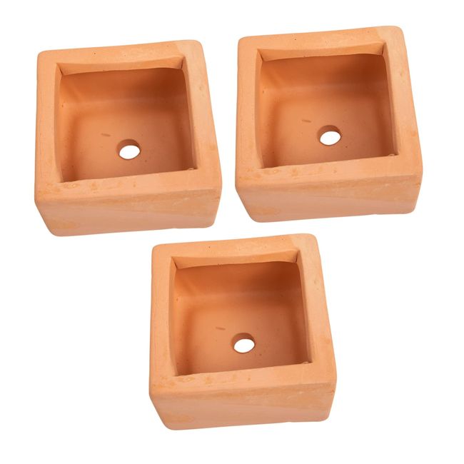 Yardenfun 3pcs Square Terracotta Flower Pot Planter Box Outdoor Square Planter Pottery Planter Shallow Planter Nursery Pot Balcony Flower Pot Succulent Plant Holder