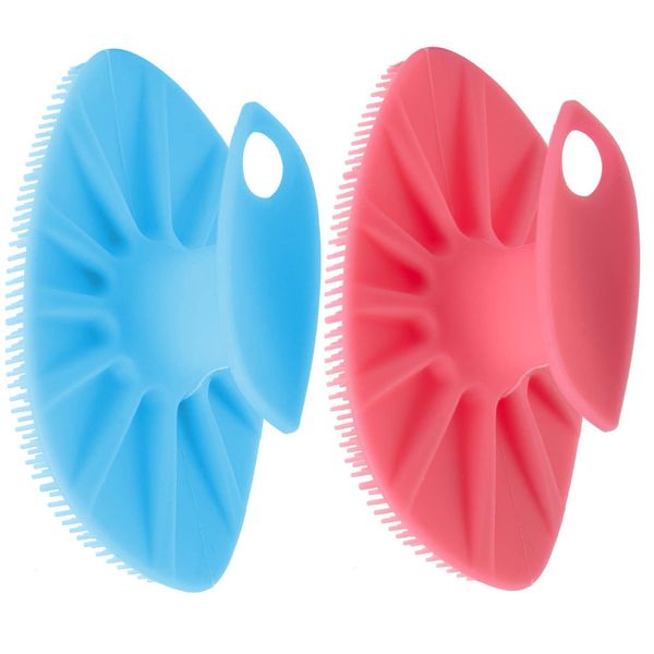 YEADMAL Sanft Gesichtsbürste 2-Teilig Handbuch Silikon Gesichtsreinigungsbürste Silicone Face Scrubber Steril Gesichtspeeling Bürste für Frauen Männer Empfindlich Hauttyp (blau + rosa)