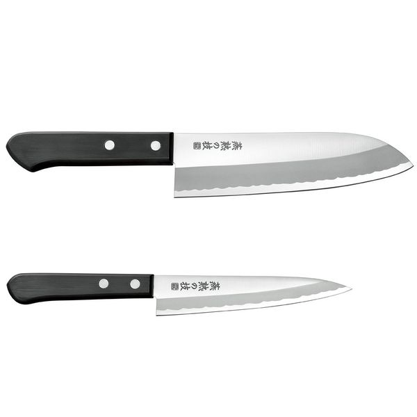 Yokoyama EJH-350 Santoku Knife, 6.5 inches (165 mm) & Petty Knife, 5.3 inches (135 mm), Tsubame Mature Techniques, Made in Japan