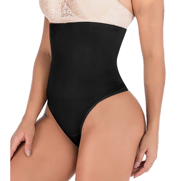 Hioffer 328 Women Waist Cincher Girdle Tummy Slimmer Sexy Thong Panty Shapewear Black