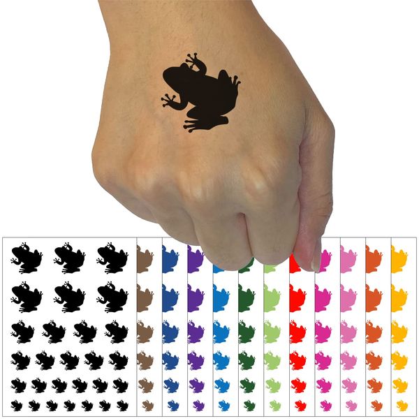 Rainforest Tree Frog Solid Temporary Tattoo Water Resistant Fake Body Art Set Collection - Brown (One Sheet)