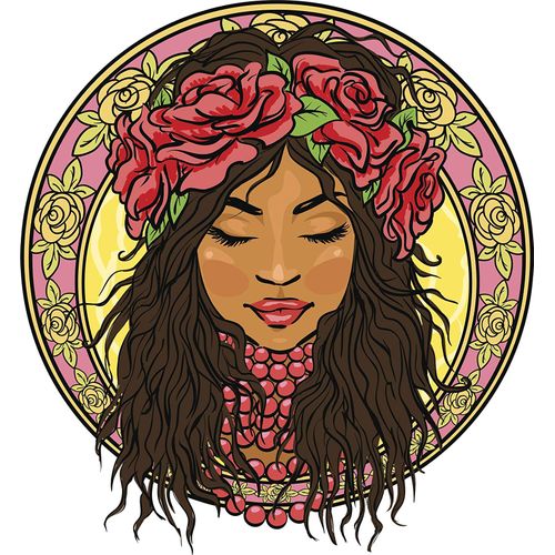 50 PCs Beautiful Floral Flower Princess Woman of Color Cartoon Icon - Crown 1" Stickers Decals Laptop Notebook Phone Waterproof Vinyl Trendy