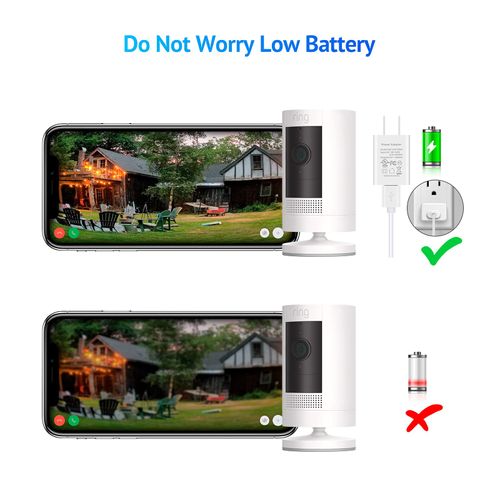 Ayotu 16ft/5m Charger Cable for Ring Stick Up Cam Battery/Plug-in, Weatherproof Power Cord Keep Ring Camera Charged, White