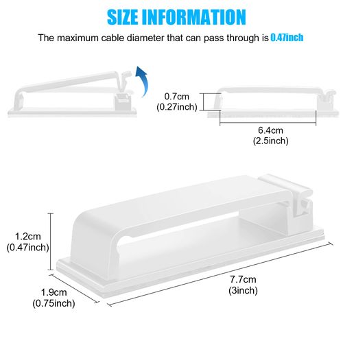 XHF 80 PCS Self Adhesive Cable Clips(XL) White,Wire Clips Cable Management Wire Organizer Cord Holder for Under Desk, Car, Wall, TV PC Ethernet Cable