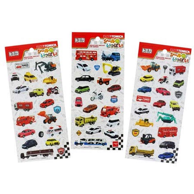 Tomica Stickers Full of Stickers 3 Patterns 1 Set