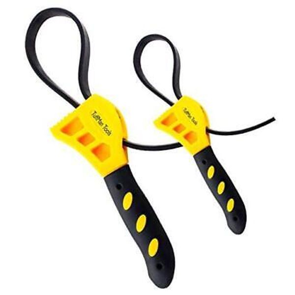 Oil Filter Wrench Set - 2pcs, Use as Jar Opener, Pipe Wrench, Rubber Strap