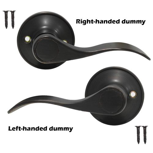 Gobrico Oil Rubbed Bronze Half Dummy Door Handles Levers Right Handed and Left Handed 1Pack
