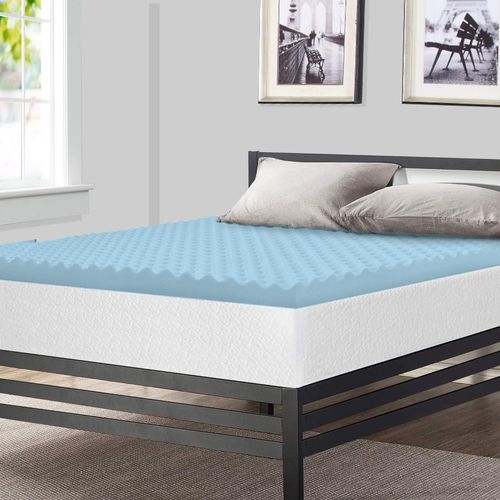 Nutan 3-Inch High Density Convoluted Egg Shell Breathable Foam Topper,Adds Comfort to Mattress, Queen, Beige