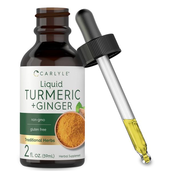 Carlyle Liquid Turmeric and Ginger Supplement | 2 fl oz | with Black Pepper | Vegan, Non-GMO, Gluten Free