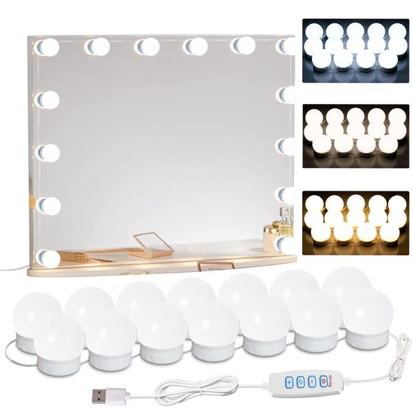 HELOIE 22.6ft Led Vanity Mirror Lights with 14 Dimmable Light Bulbs Makeup Vanity Lights for Big Long Mirror,Mirror Not Included