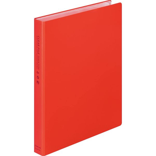 Kingjim 8730 A5 Clear File, Zipper Type, 12 Pockets, Red
