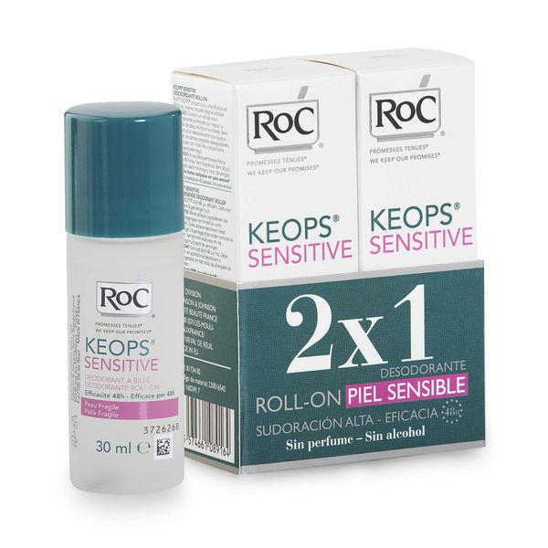 ROC KEOOPS DEO Sensitive Leather Roll-On Pack of 2 x 30 ml.