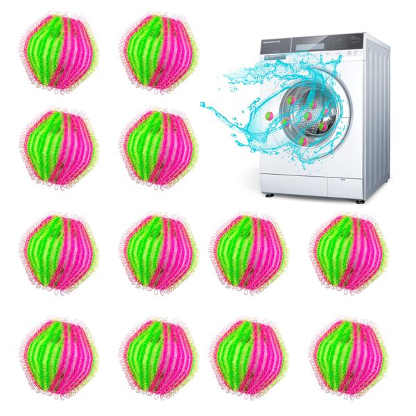 FuninCrea 12 Pcs Nylon Washing Balls, Reusable Washing Machine Lint Filters Anti-winding Floating Pet Hair Remover Washing Machines Pet Hair Catcher Balls for Laundry (01#)