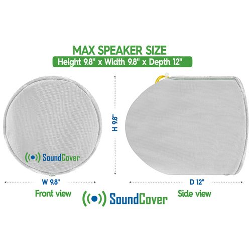Two Medium White Heavy Duty Marine Speaker Covers - Protect Round 6.5" & Oval 6x9 Boat Wakeboard Tower Pod Speakers - Fits Boss Audio, MCM Custom Audio, Rockville - H 9.8" x W 9.8" x D 12"