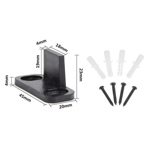 2 Pairs Barn Door Guides Plastic Adjustable Sliding Barn Door Floor Guide with 8 Screws Door Hardware - Black