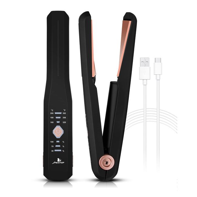 Glätteisen Kabellos,FERNIDA Reisen Mini Haarglätter Und Lockenstab mit USB-Aufladung und 3 Verstellbarer Temperatur, Professioneller Bügeleisen Kabellos Haarstyler für Alle Haartypen