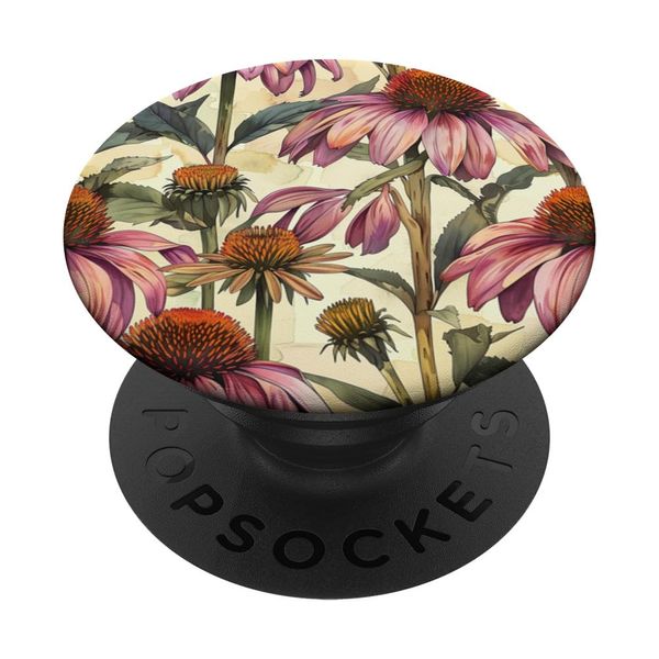 Echinacea Blumenmuster Grafik PopSockets mit austauschbarem PopGrip
