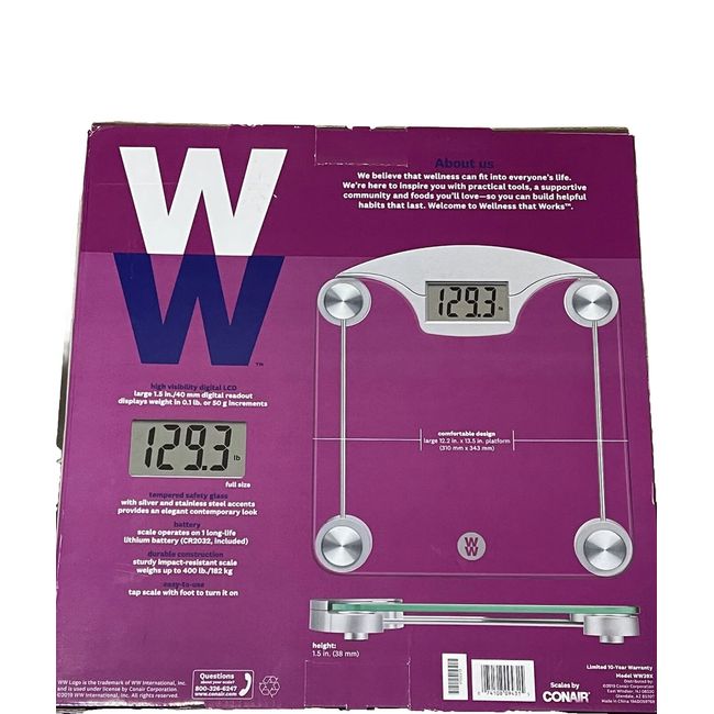 Weight Watchers by Conair Digital Glass and Chrome Scale WW39X 