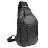 Polare Cowhide Leather Waterproof Casual Daypack Sling Shoulder Chest Crossbody Bag For Men Black-large
