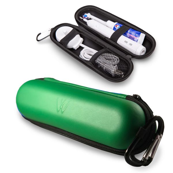 Wilken Electric Toothbrush Case | Universal Travel Case | EVA Toothbrush Case | Compatible with Oral B Pro, Phillips Sonicare and More (Green)