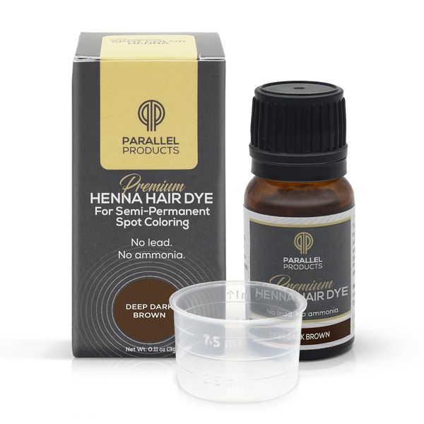 Parallel Products Spot Color Henna Kit - Henna Hair Dye - 3 grams - Tint for Professional Spot Coloring - With Mixing Dish - Covers Grey Hair - Root Touch Up (Deep Dark Brown)