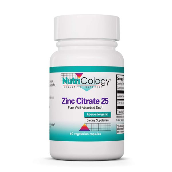 NutriCology Zinc Citrate - 25 mg - 60 Capsules