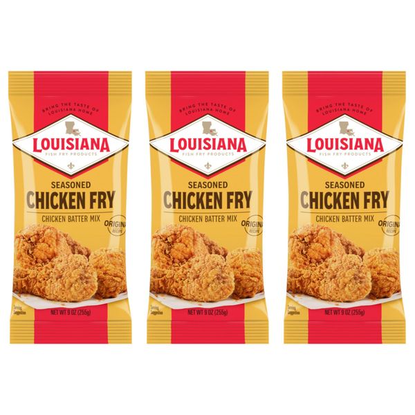 Louisiana Seasoned Crispy CHICKEN FRY Batter 9oz (Pack of 3)