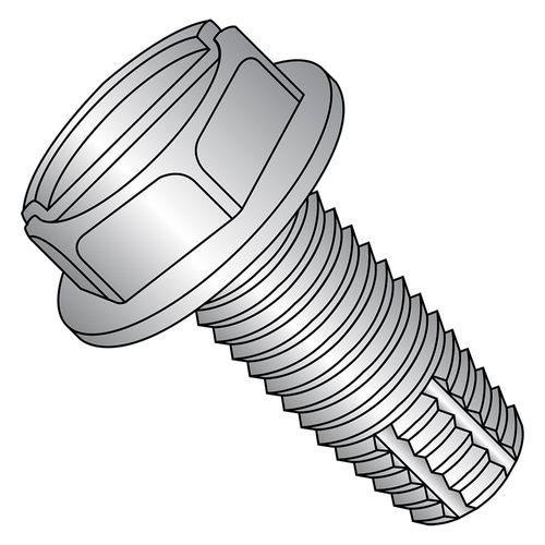 Small Parts 1112FSW410 410 Stainless Steel Thread Cutting Screw, Plain Finish, Hex Washer Head, Slotted Drive, Type F, #10-32 Thread Size, 3/4" Length (Pack of 25)