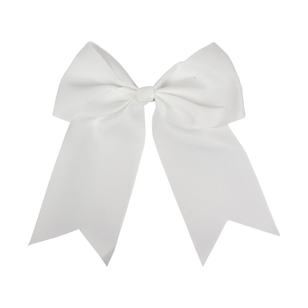 White Jumbo Bow Clip with Tails