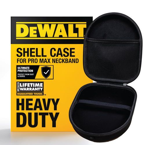 DEWALT Heavy Duty Protective Headphone Case for Pro Max Neckband, Compact Lightweight w/EVA Earphone Hard Shell Case, Headset Travel Carry Shockproof, Water-Resistant, Soft Interior & Accessory Pocket
