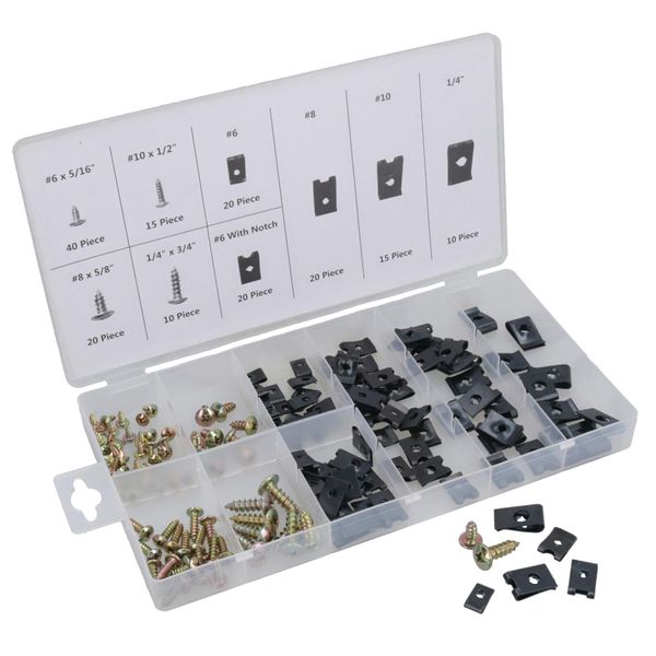 170pc U Clips & Screws Cushion Speed Clips Fastener Trim Panel Interior Car