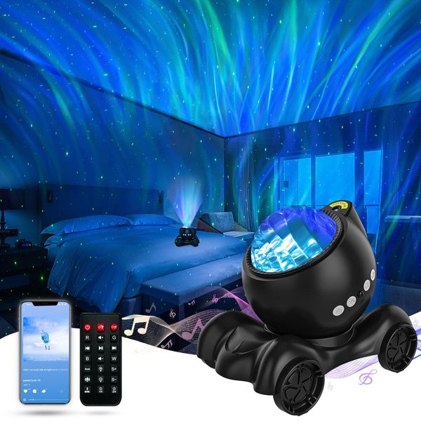 ENOKIK Aurora Projector, Galaxy Projector for Bedroom Built-in Bluetooth Speaker, White Noise Night Light Projector for Kids Adult, Star Projector for Bedroom/Ceiling/Party/Gift (Black)