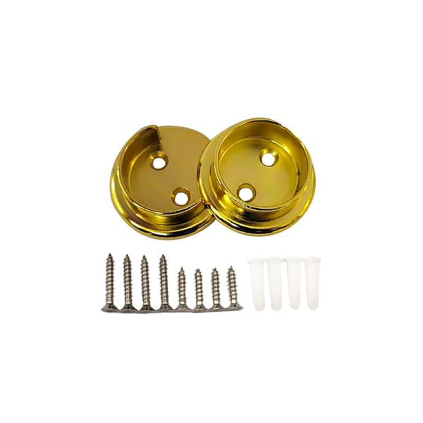 QCAA Heavy Duty Solid Metal Pole Socket Set, 1-3/8'', Polish Brass, 1 Pair, Made In Taiwan