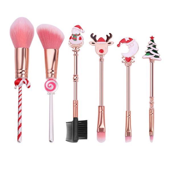 7pcs Christmas Makeup Brush Set Professional Cute Makeup Blush Concealer Eye Shadow Cosmetics for Woman Xmas Party