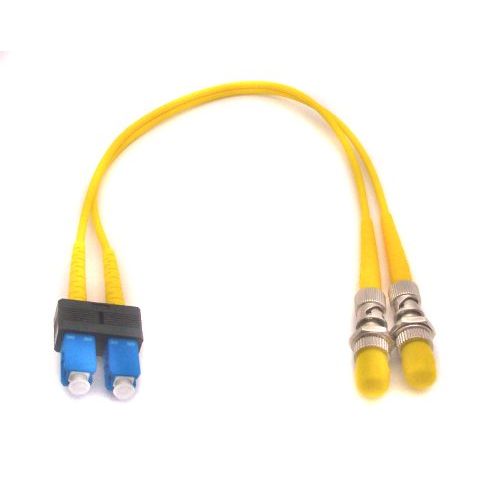 1ft Fiber Optic Adapter Cable SC (Male) to ST (Female) Singlemode 9/125 Duplex