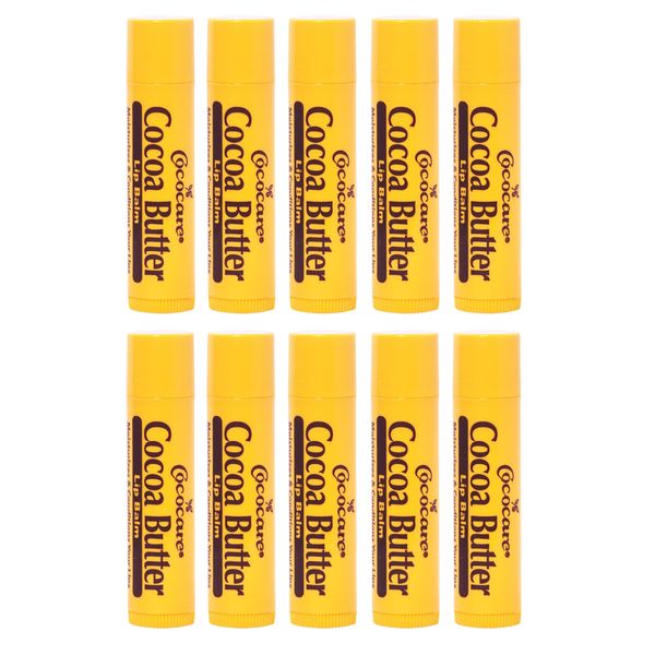 Cococare Cocoa Butter Lip Balm - The Little Yellow Stick Enriched with Natural Cocoa Butter - Conditions & Protects Lips with Hydrating Formula - 0.15oz (10 Sticks)