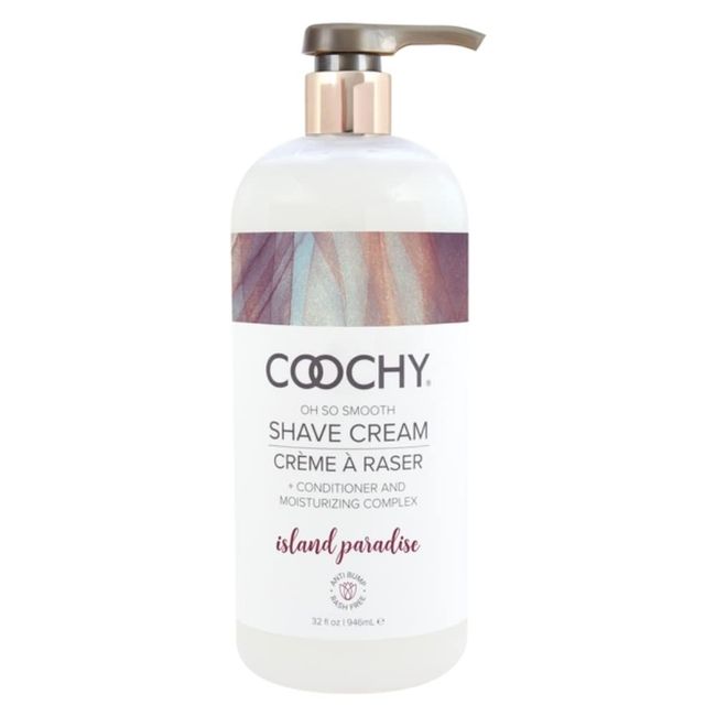Coochy Rash-Free Shave Cream | Conditioner & Moisturizing Complex | Ideal for Sensitive Skin, Anti-Bump | Made w/Jojoba Oil, Safe to Use on Body & Face | Island Paradise 32floz/ 946mL