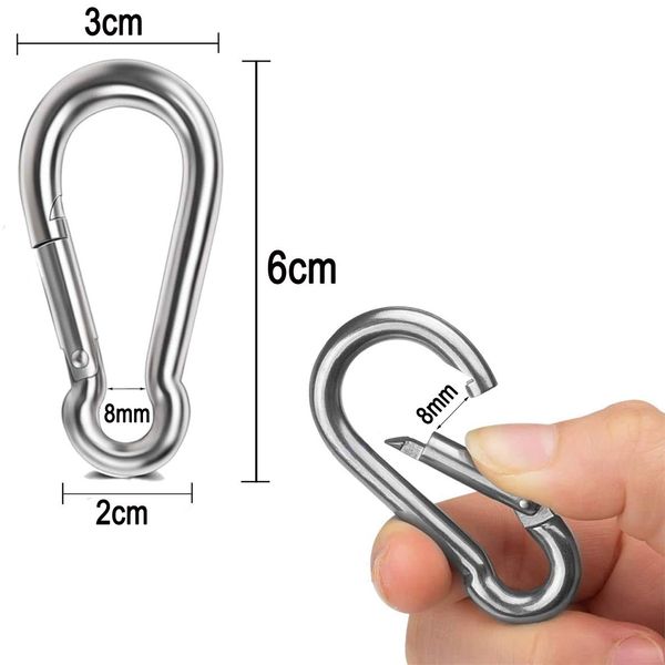 JOLIRSBOX Carabiner Stainless Steel Spring Hook Carabiner Set (2.4 inches (6 cm), Set of 6