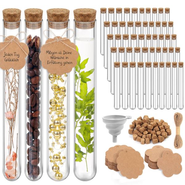 Pack of 50 Test Tubes Plastic Transparent Test Tubes